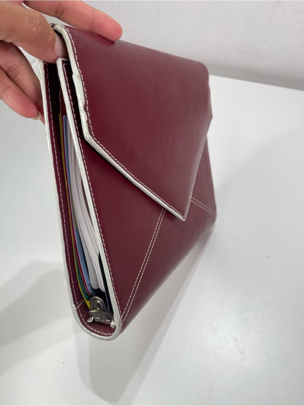 Franklin Covey 7 Ring Red Envelope Style  Planner Organizer 8'' Zip Pockets